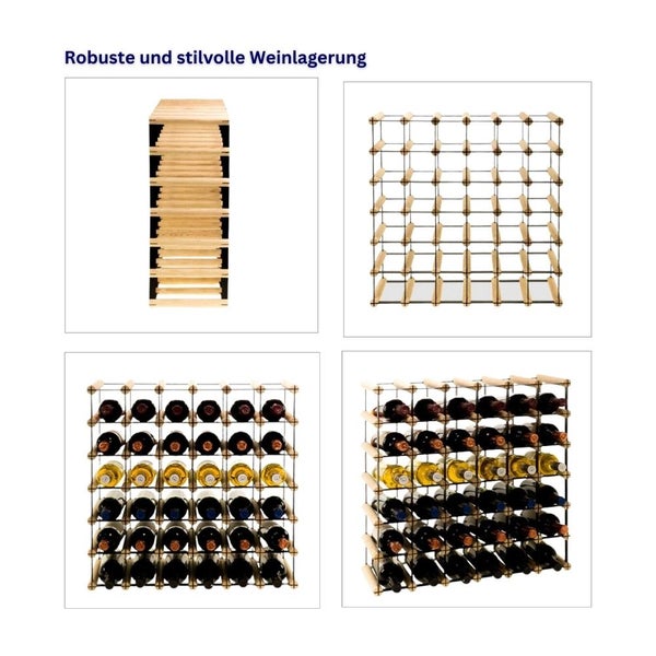 PROREGAL Modulares Weinregal Vinotega Mod Metal HxBxT 52,5 x 62,5 x 24,5 cm 6 x 5 Flaschen Massives Kiefernholz Natur