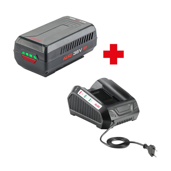 AL-KO 36 Volt Akku und Ladegerät Set bestehend aus einem Akku und einer Ladestation