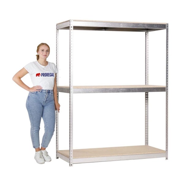 PROREGAL Schwerlastregal Big Wood Yeti Three HxBxT 200 x 180 x 45 cm Fachlast 400 kg Verzinkt
