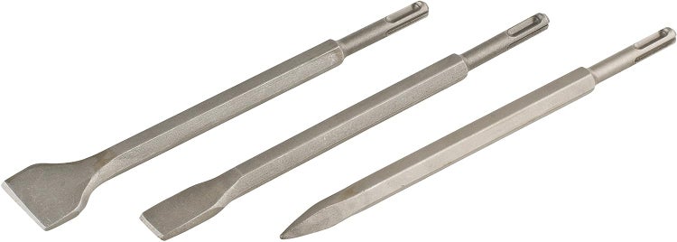 kwb SDS Plus Jeu de burins pour marteau perforateur, 3 pièces - burin pointu, burin plat, burin à copeaux