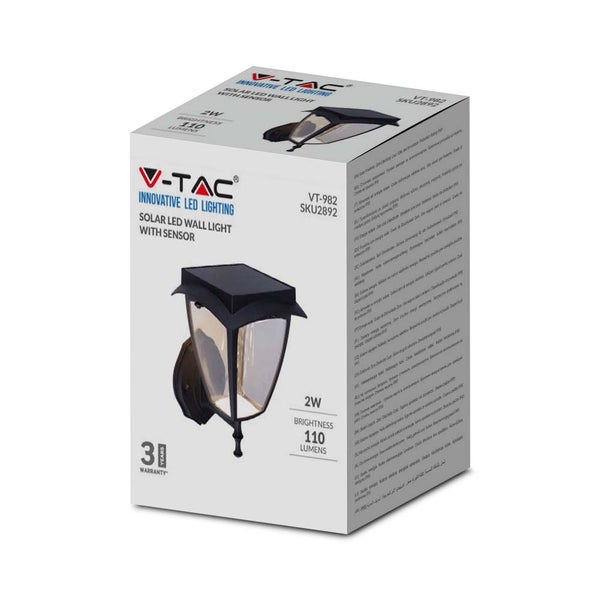 V-Tac Solar LED Wandleuchte mit Sensor in Produktverpackung