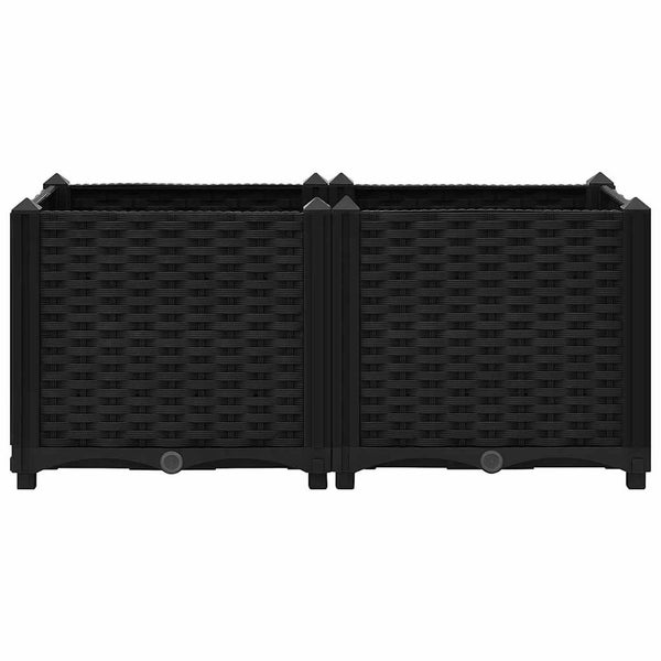 Hochbeet aus Kunststoff in Rattan-Optik bestehend aus zwei Modulen.