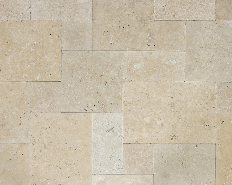 Wohnrausch Travertin Fliesen Rustic Light Römischer Verband 1,2 cm, getrommelt, beige