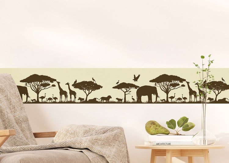Sanders & Sanders selbstklebende Tapetenbordüre Tiere Gelb und Braun 10 x 500 cm