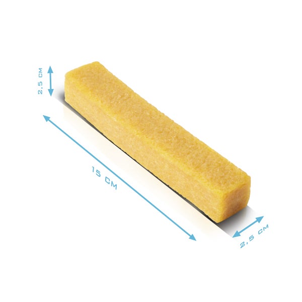 Schleifbandreiniger aus Kreppgummi mit den Maßen 15 mal 2,5 mal 2,5 Zentimeter.