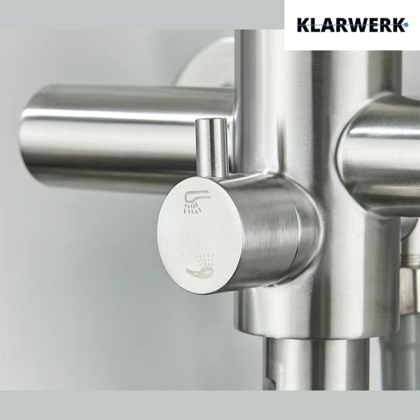 MAX | Gastronomie Mischbatterie Wandmontage Armatur Silber | Profi Küchenarmatur Edelstahl mit Handbrause | Wasserhahn Restaurant Wand flacher Auslauf