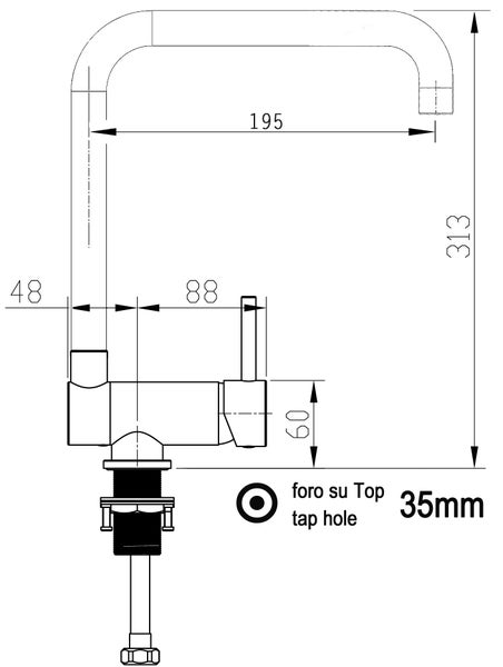 NIEDERDRUCK Wasserhahn Vorfenster Küchenarmatur, Umklappbar 6 CM, mit 360° schwenkbarem N-Auslauf, Verchromt