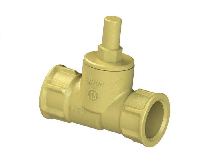 Freistromventil aus Messing, Nennweite DN 20, mit Innengewinde.