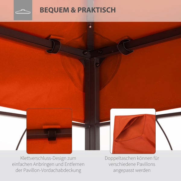 Outsunny Ersatzdach, Pavillondach für Metallpavillon, 3x4m, Polyester, Rostrot