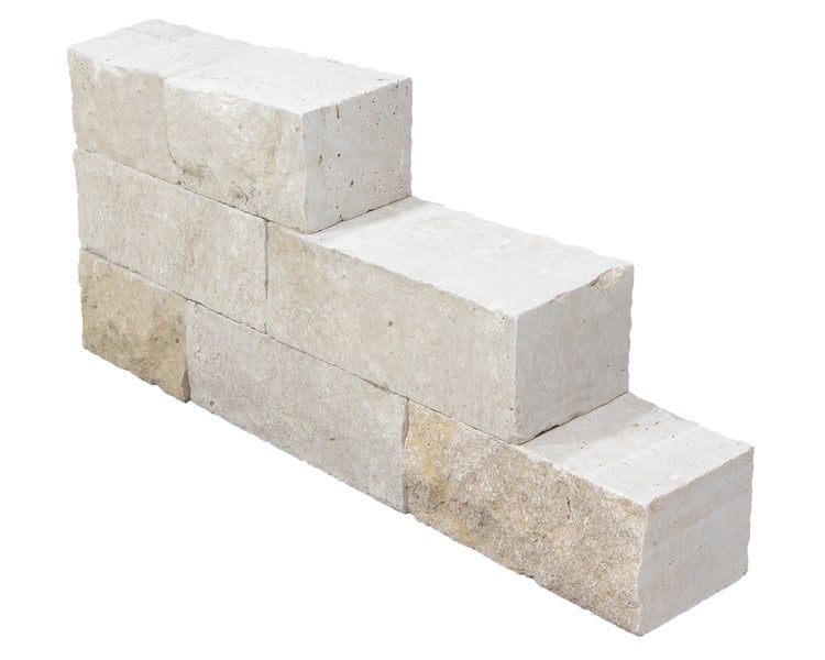 Wohnrausch Naturstein Mauersteine Travertin EXTRA LIGHT, spaltrau, getrommelt, beige, L 15-50, B 18-20, H 15 cm, 1 qm