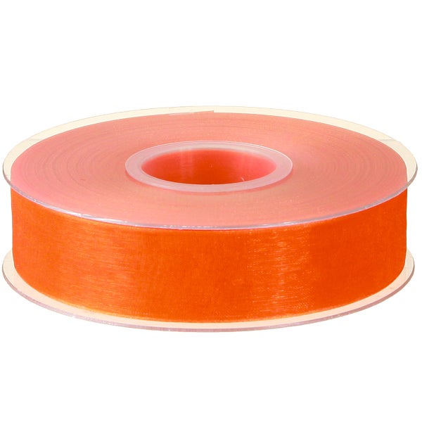 Orangefarbenes Dekoband auf einer Rolle