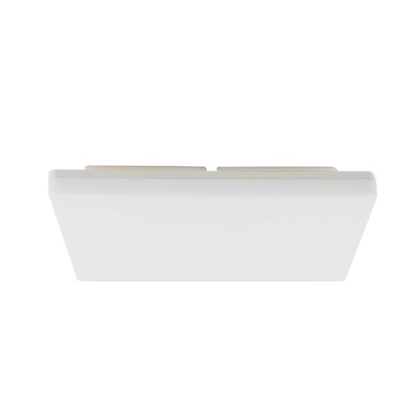 Flache, rechteckige LED-Deckenleuchte mit Kunststoff-Diffusor.