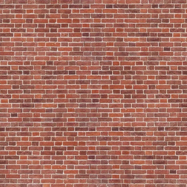 Rote Ziegelwand mit hellen Mörtelfugen im klassischen Mauerwerksverband.