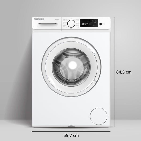 Telefunken Waschmaschine mit den Maßen 59,7 cm x 84,5 cm
