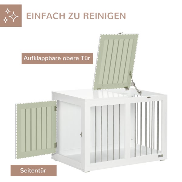PawHut Hundekäfig für Zuhause, Hundehütte, Haustierkäfig für mittelgroße Hunde, Hundebox mit Türen, Hundehaus, Transportkäfig, Weiß, 80 x 50 x 56,5 cm