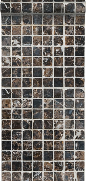 ESTAhome XXL-Vliestapete Mosaik-Fliesen Braun und Schwarz - 50 x 900 cm - 158202