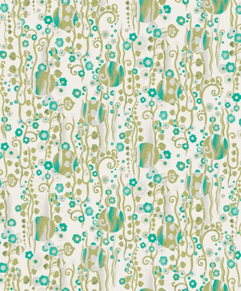 Masureel Tapete Blumen Grün - 53 cm x 10.05 m - 630021