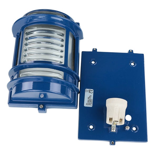 Blaue Wandleuchte mit E27 Fassung zur Aussenmontage