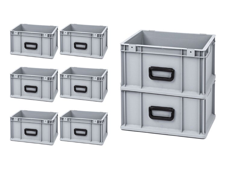 PROREGAL Spar Set 8x Eurobox Nextgen Portable Uno HxBxT 22 x 30 x 40 cm 20 Liter Eurobehälter Transportbox Transportbehälter Stapelbehälter
