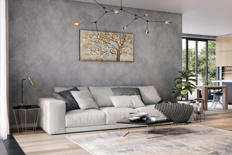 Handgemaltes Gemälde Acrylfarbe 140x70cm Beige
