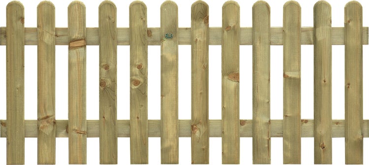 Holzzaun mit abgerundeten Latten