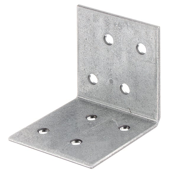 Winkelverbinder aus Stahl zur stabilen Holzverbindung mit vorgebohrten Löchern zur Befestigung