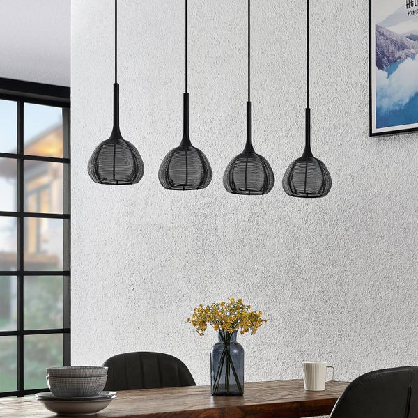 Lucande Pendelleuchte Tetira (Modern) in Schwarz aus Metall (4 flammig, E14) - Deckenlampe Esstischlampe Hängelampe Hängeleuchte Wohnzimmerleuchte