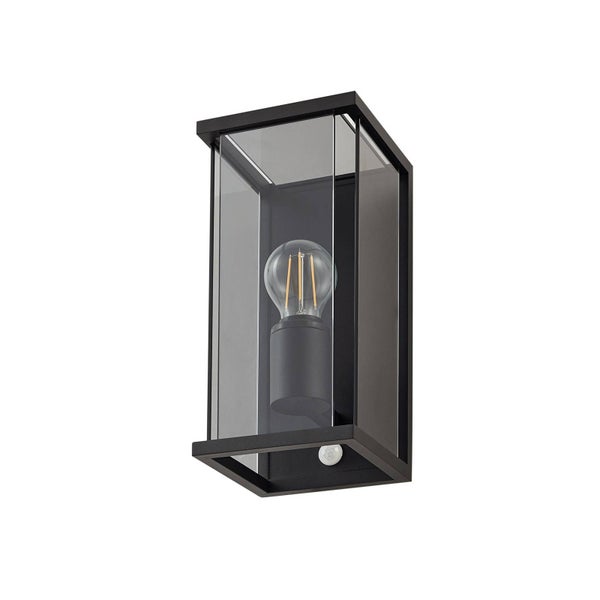 Lucande Wandleuchte außen Annalea mit Bewegungsmelder (spritzwassergeschützt (Modern) in Schwarz aus Aluminium (1 flammig, E27) - Wandlampe für Außenwand/Hauswand Haus Terrasse und Balkon