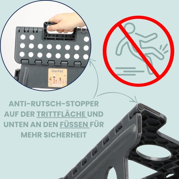 GarPet Logo. Symbol für Rutschfestigkeit auf der Trittfläche des Tritthockers für mehr Sicherheit.