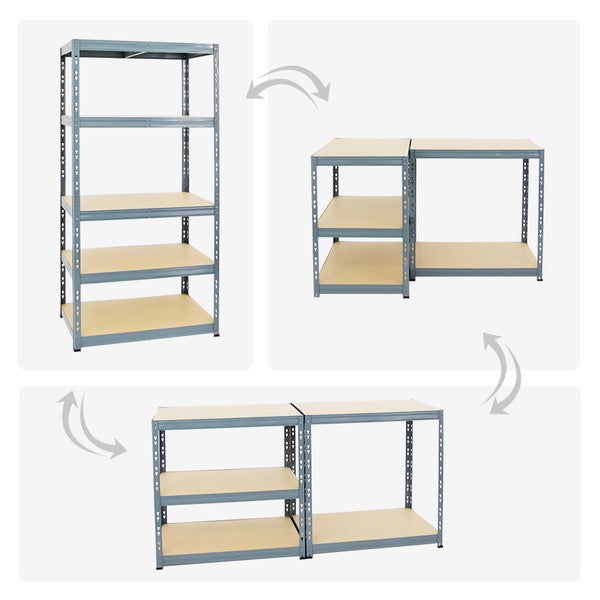 PROREGAL Mega Deal 4x Schwerlastregal Tiger HxBxT 180 x 90 x 60 cm Fachlast 265 kg 5-Ebenen Grau