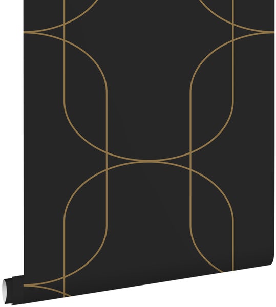 ESTAhome Tapete geometrische Formen Schwarz und Gold - 0.53 x 10.05 m - 139652