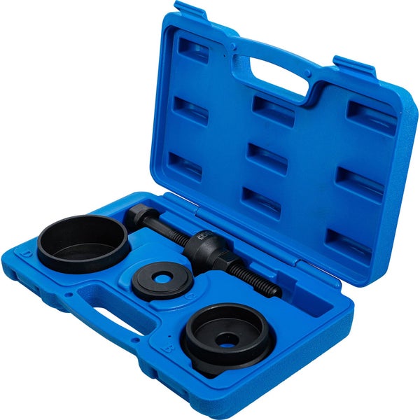 Werkzeugsatz zum Auspressen von Lagern in einem blauen Koffer