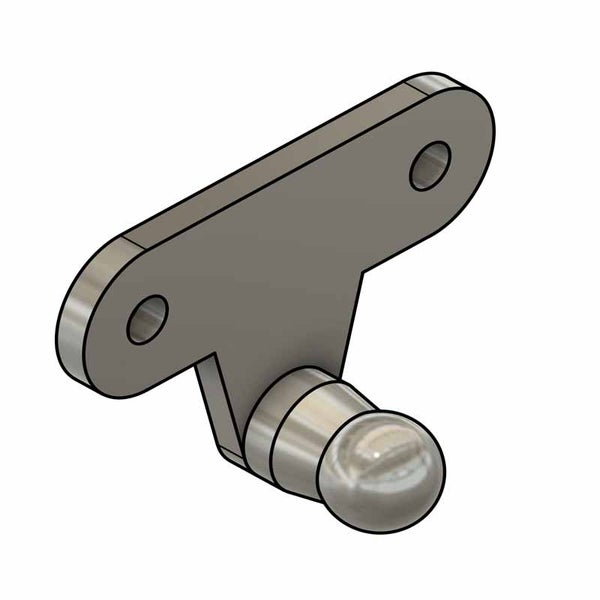 Kugelkopf-Montageplatte aus Metall mit zwei Befestigungslöchern.