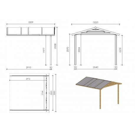 Gartenhaus, Gerätehaus 15m2 - 3x2m - 28mm