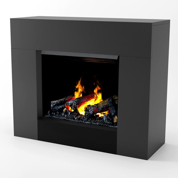 GLOW FIRE Elektrokamin 'Kronos Opti Myst' | Wasserdampf Kamin mit Heizung inkl. Holz in schwarz als Standkamin| HxBxT: 90x120x40 cm