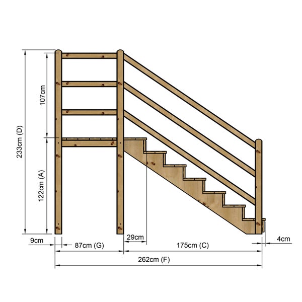 Illustration einer Holztreppe mit Maßen