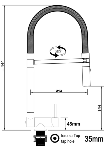 Wasserhahn Vorfenster Küchenarmatur, Umklappbar 4,5 CM, mit 360° schwenkbarem Auslauf, abnehmbare 2 strahl Handbrause, Verchromt / Blau