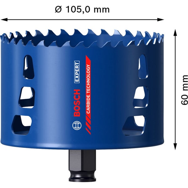 Bosch Expert Lochsäge mit 105 Millimeter Durchmesser und 60 Millimeter Höhe