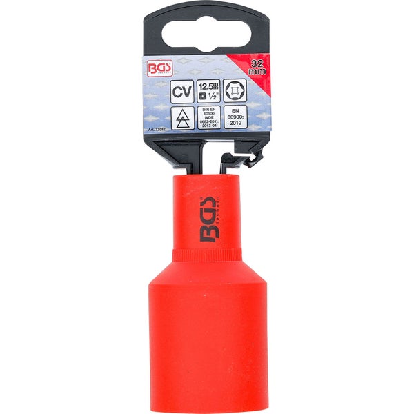 BGS VDE-Steckschlüssel-Einsatz Sechskant Antrieb Innenvierkant 12,5 mm (1/2) SW 32 mm - 72082
