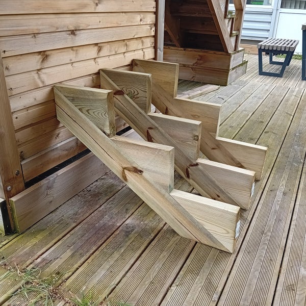 3er Set Treppenwange 3 Stufen aus KDI Holz für Gartentreppe, Außentreppe, Terrassentreppe n-Höhe 51cm