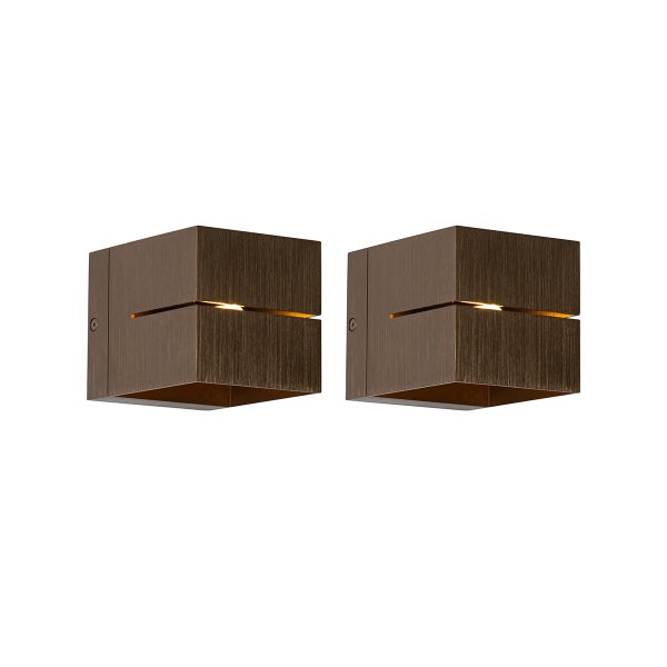 Set mit 2 Smart-Wandlampen Dunkelbronze 9,7 cm Inkl. Wifi G9 - Transfer Groove