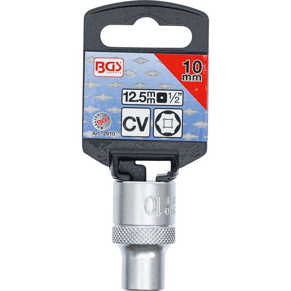 BGS Steckschlüssel-Einsatz Sechskant Antrieb Innenvierkant 12,5 mm (1/2) SW 10 mm - 2910