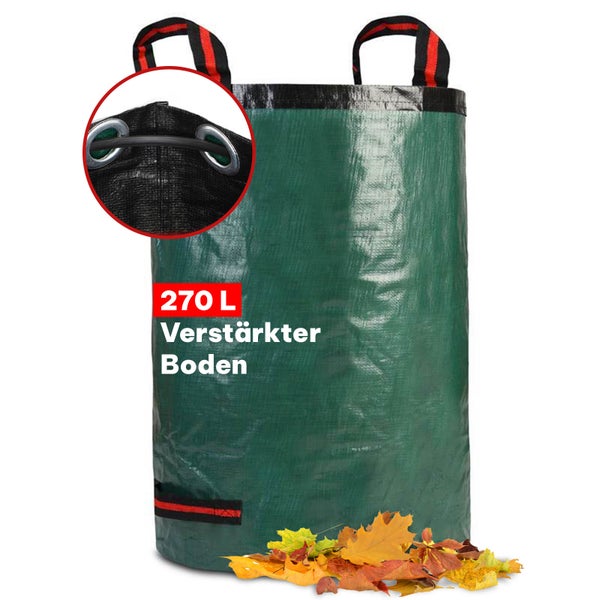 Gartenabfallsack PROFI - 210g/m² - 270 Liter - reißfester Laubsack mit verstärktem Boden & umlaufendem Gurt
