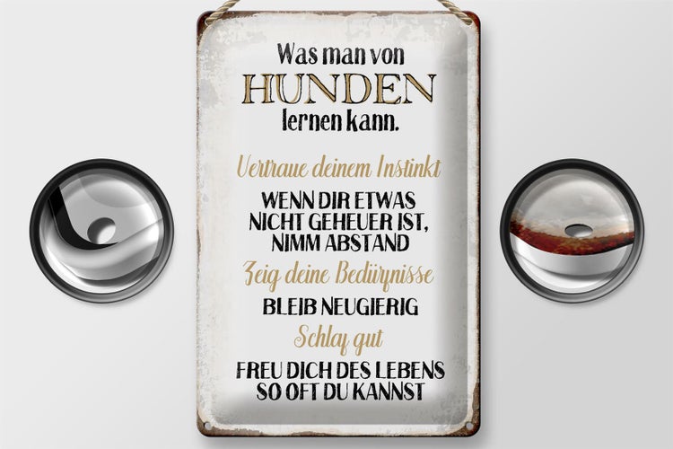 Blechschild Spruch 20x30cm was man von Hunden lernen kann