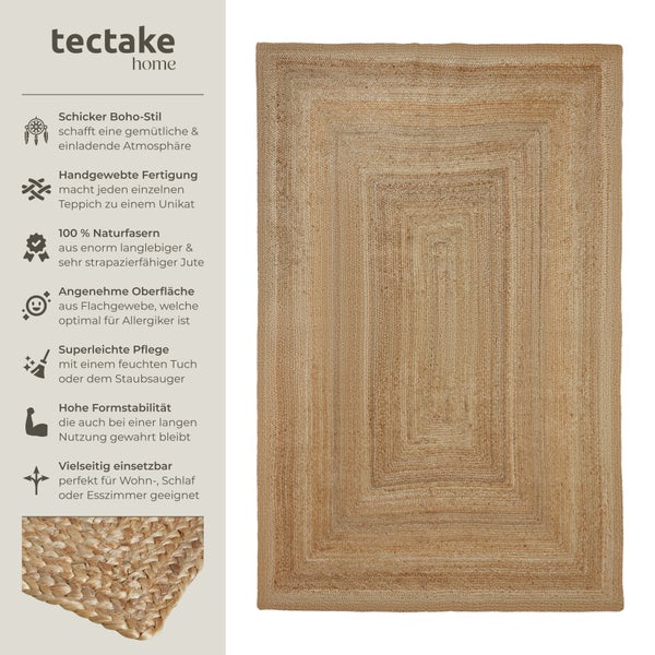 Handgewebter Teppich tectake strapazierfähig und pflegeleicht verschiedene Größen 200 x 290 cm