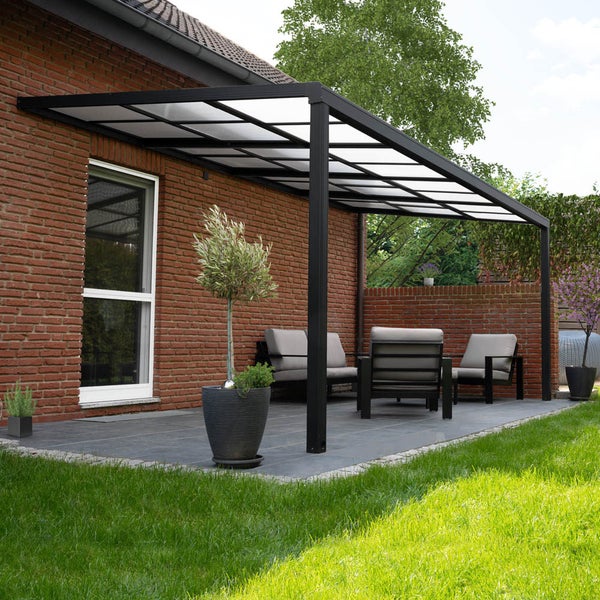Home Deluxe - Terrassenüberdachung SOLIS DELUXE - 290 x 295 x 233 / 272 cm - inkl. Schiebedachfunktion - inkl. Hohlkammerplatten, Montagematererial I Pergola Überdachung Terrassendach