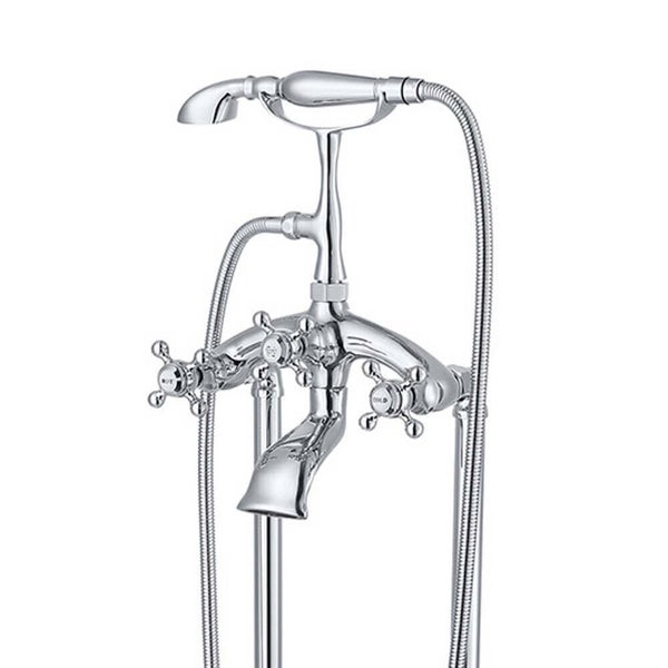 Home Deluxe - Design Standarmatur - Retro - Höhe: 100 cm, inkl. Handbrause I freistehende Armatur Wannenbrause Wanneneinlass