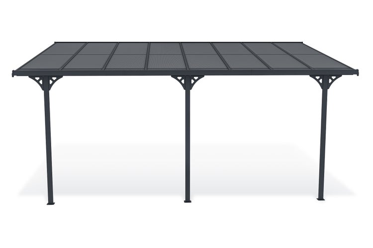 Terrassenüberdachung garten alu Grau KLEO - Höhe verstellbar 495x300x225/270 cm - mit Polycarbonat Dach Grau halbtransparent 6mm Auch Pergola/Carport