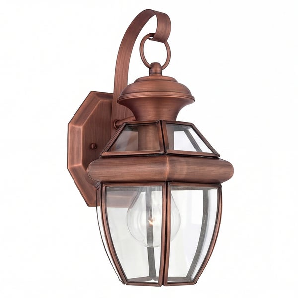 Kupferfarbene Aussenwandleuchte mit klarem Glas