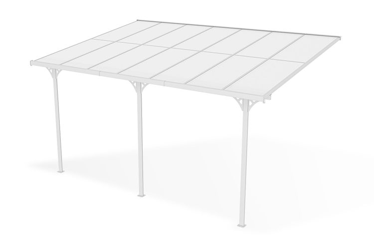Terrassenüberdachung garten alu Weiß KLEO - Höhe verstellbar 495x300x225/270 cm - mit Polycarbonat Dach Weiß halbtransparent 6mm Auch Pergola/Carport